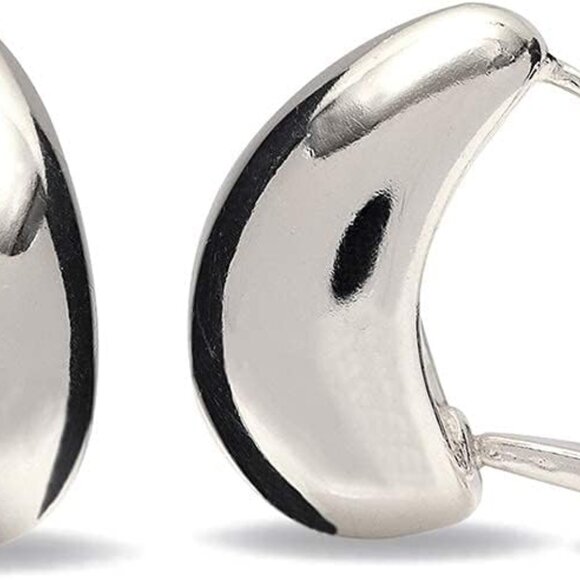 Sterling Silver Omega Back Earrings for Women Stud Jewelry Gift - Picture 5 of 8